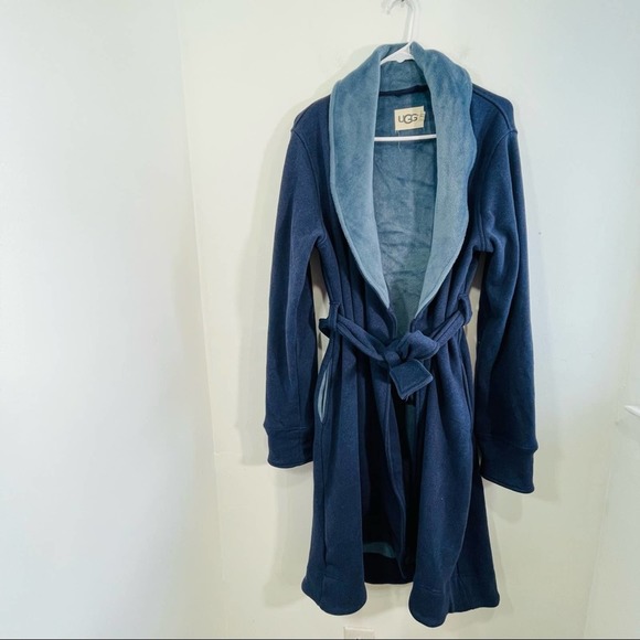 UGG Other - UGG Deep Blue Duffield II Double-Knit Fleece Belted Robe Medium